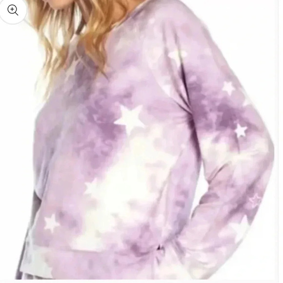 Wildfox Women's Purple Tie-Dye Star Print Pullover Sweatshirt Cropped Size XL - Picture 1 of 12